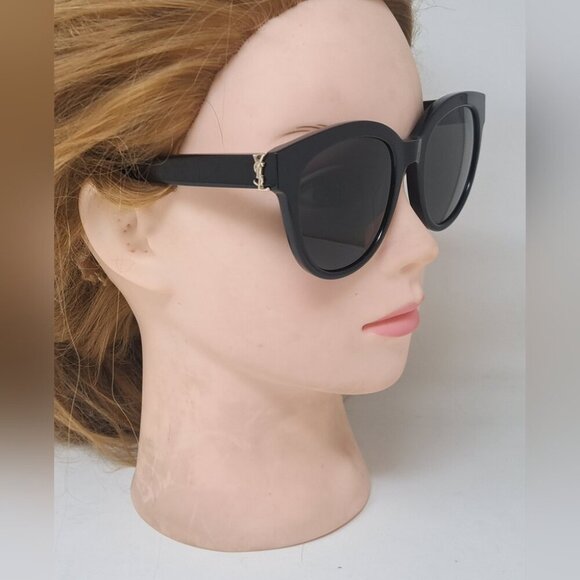 Saint Laurent Women\'s Sunglasses Black Gold YSL Temple Logo SL M29 003 52-21-140 main image 4